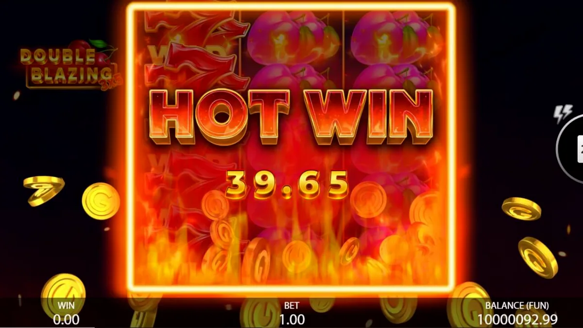 Interface do slot 3x5 Double Blazing com símbolos clássicos e chamas