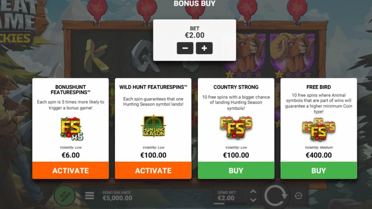 Cenário montanhoso e selvagem do slot Great Game Rockies